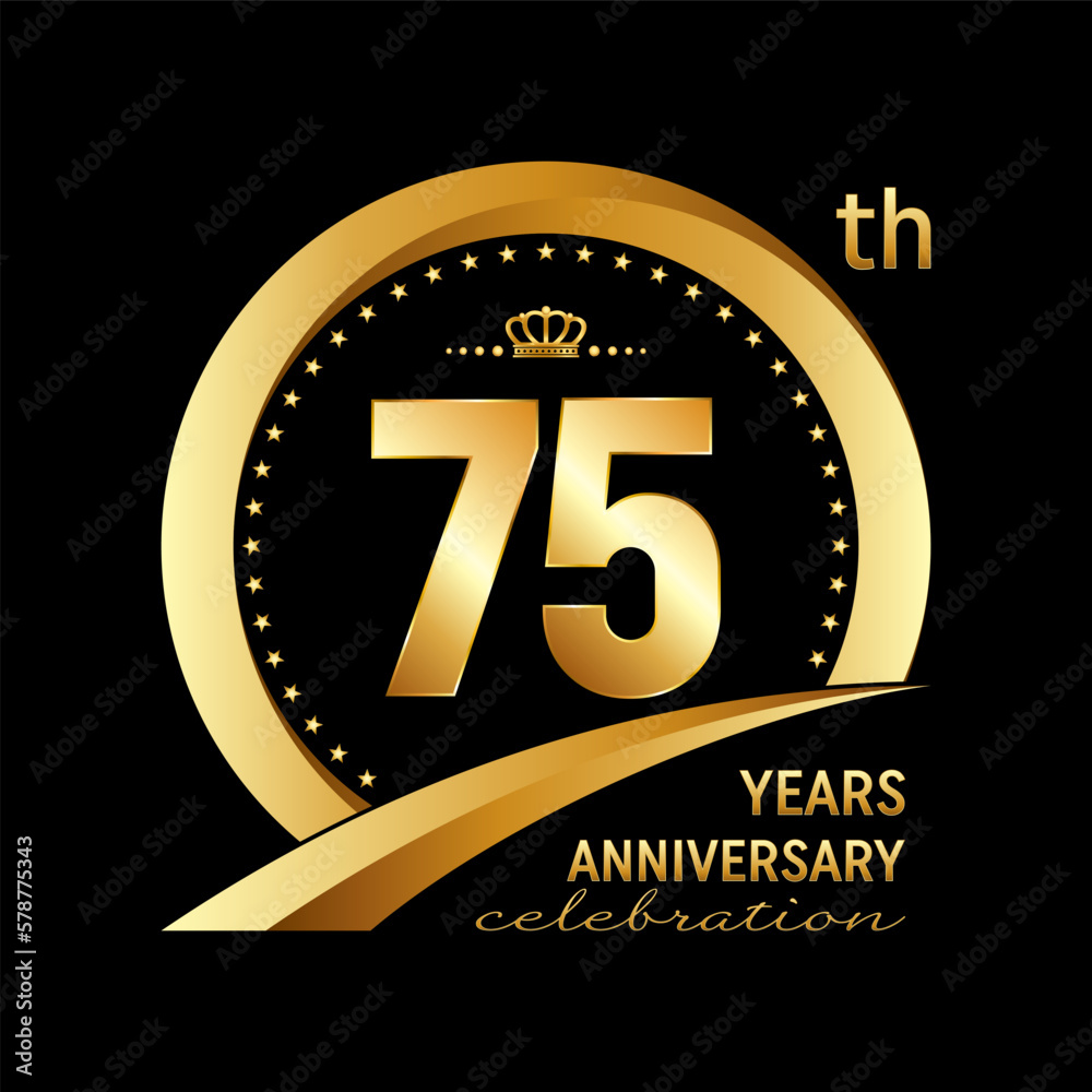 75th Anniversary logo design with golden ring for anniversary ...