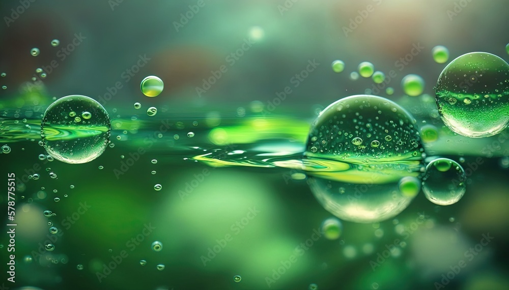  a group of bubbles floating on top of a body of water.  generative ai