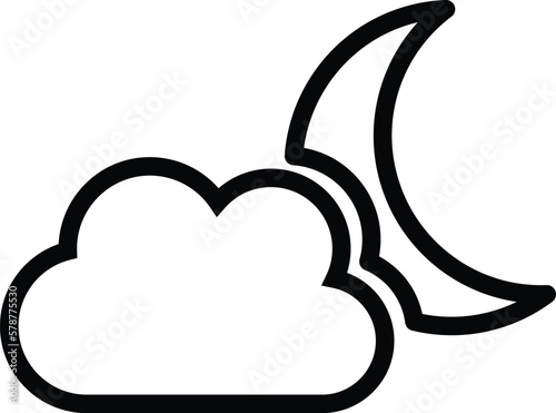 Fog night weather icon vector . Cloud and moon icon . Night icon . Weather sign