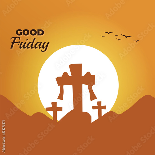 Flat good friday event card banner template design