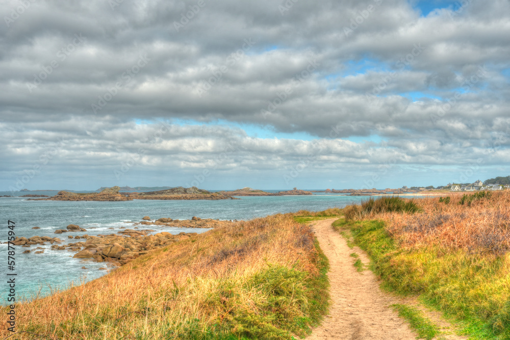 Belle vue sur la côte de granit rose à Landrellec en Bretagne - France