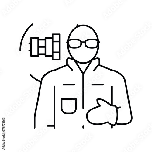 millwright repair worker line icon vector illustration