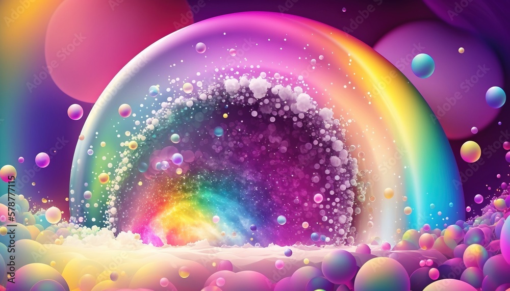  a rainbow colored background with bubbles and bubbles in the air.  generative ai