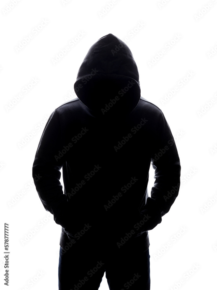Wall Mural Man in Hood silhouette. Boy in a hooded sweatshirt