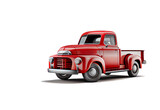 Red pickup truck on a transparent background. generative AI