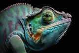 High resolution macro photograph of a panther chameleon. Generative AI