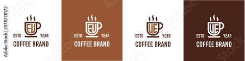 Letter EU and UE Coffee Logo, suitable for any business related to Coffee, Tea, or Other with EU or UE initials.