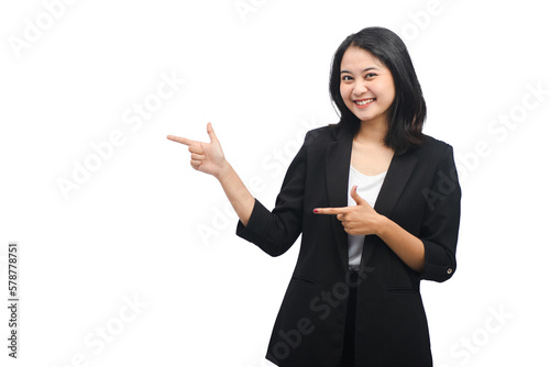 Young Business Woman Pointing Isolated