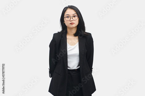 Business Woman with Unhappy Expression Isolated