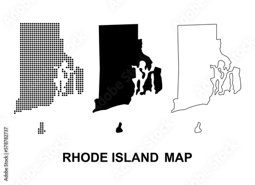 Set of Rhode island map, united states of america. Flat concept symbol vector illustration