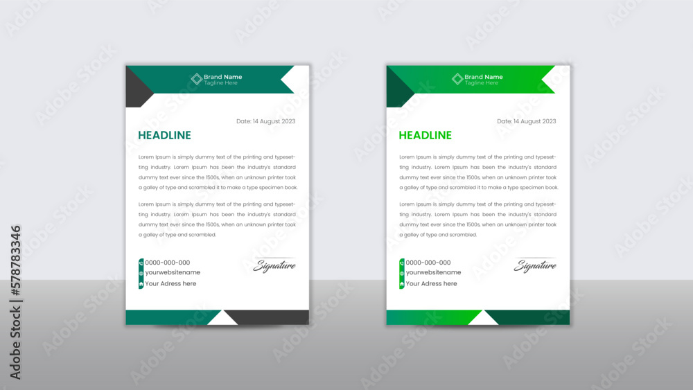 Modern Abstract Corporate Business Style Letterhead Design Vector Template For Your Project. Simple And Clean Print Ready Design, Elegant Flat Design Vector Illustration. Creative & Clean Letterhead.
