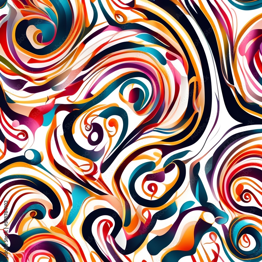 Innovative twirl rounded abstract shape for textile and fabric pattern design,website icon,logo,decoration,card and various print purposes - generative ai