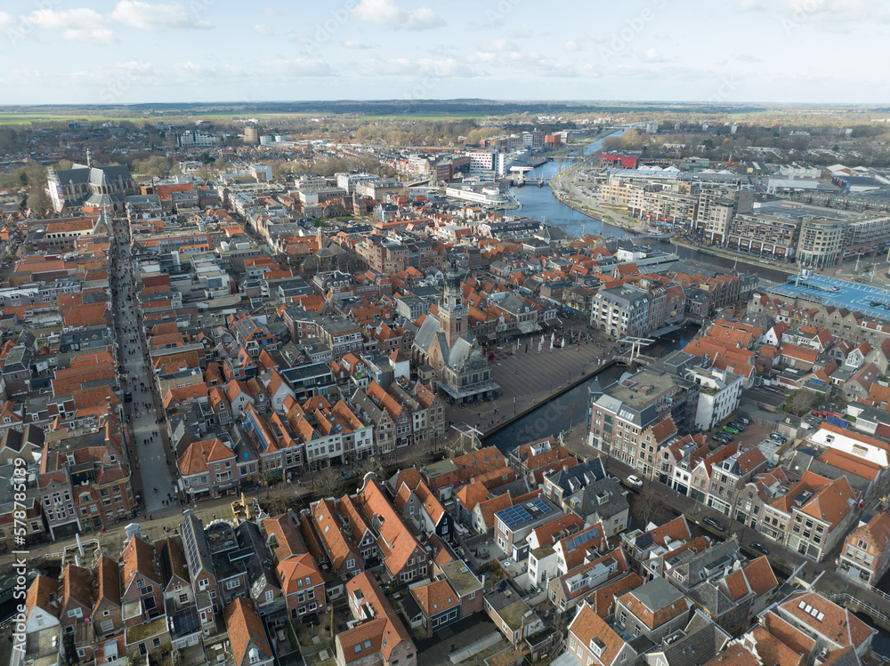 Soar over Alkmaar's historic city center and marvel at the charming Dutch architecture and picturesque canal networks.