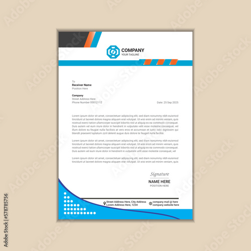 Corporate business letterhead a4 size with bleed vector design.