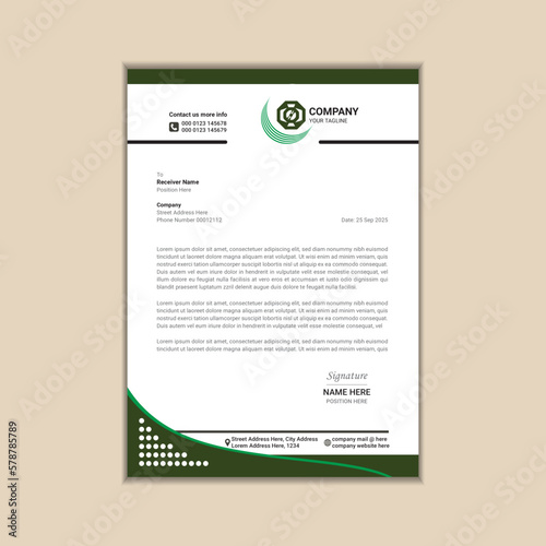 Corporate business letterhead a4 size with bleed vector design.