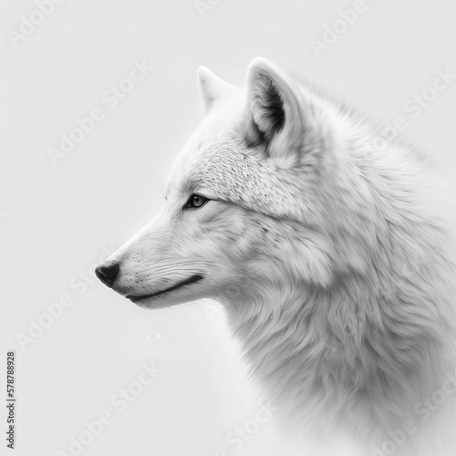 White wolf on a white background