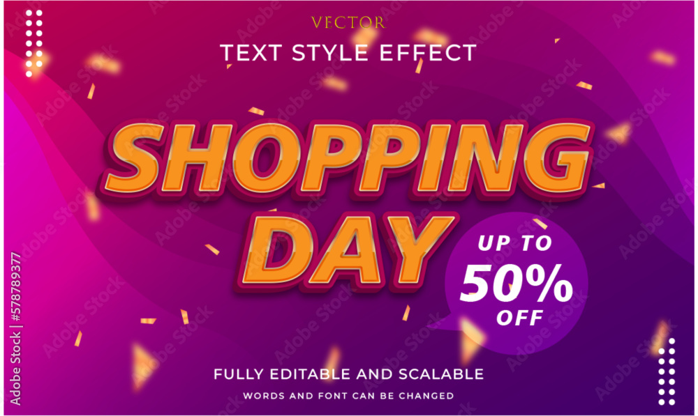 Shopping day typography editable text effect