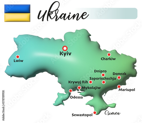 Ukraine, Fläche und Flagge
