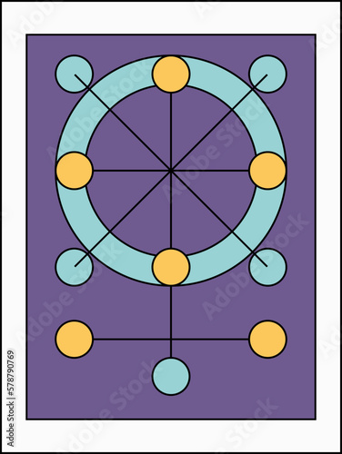 This poster's clean, white circle stands out against the soothing blue background. Sharp, exact lines are used to draw the circle, giving it an abstract, contemporary appearance. The benefit of using 