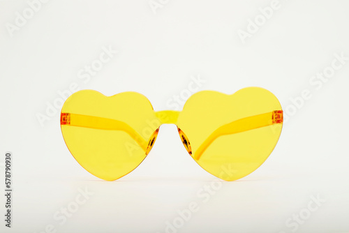 fashionable yellow heart shaped glasses
