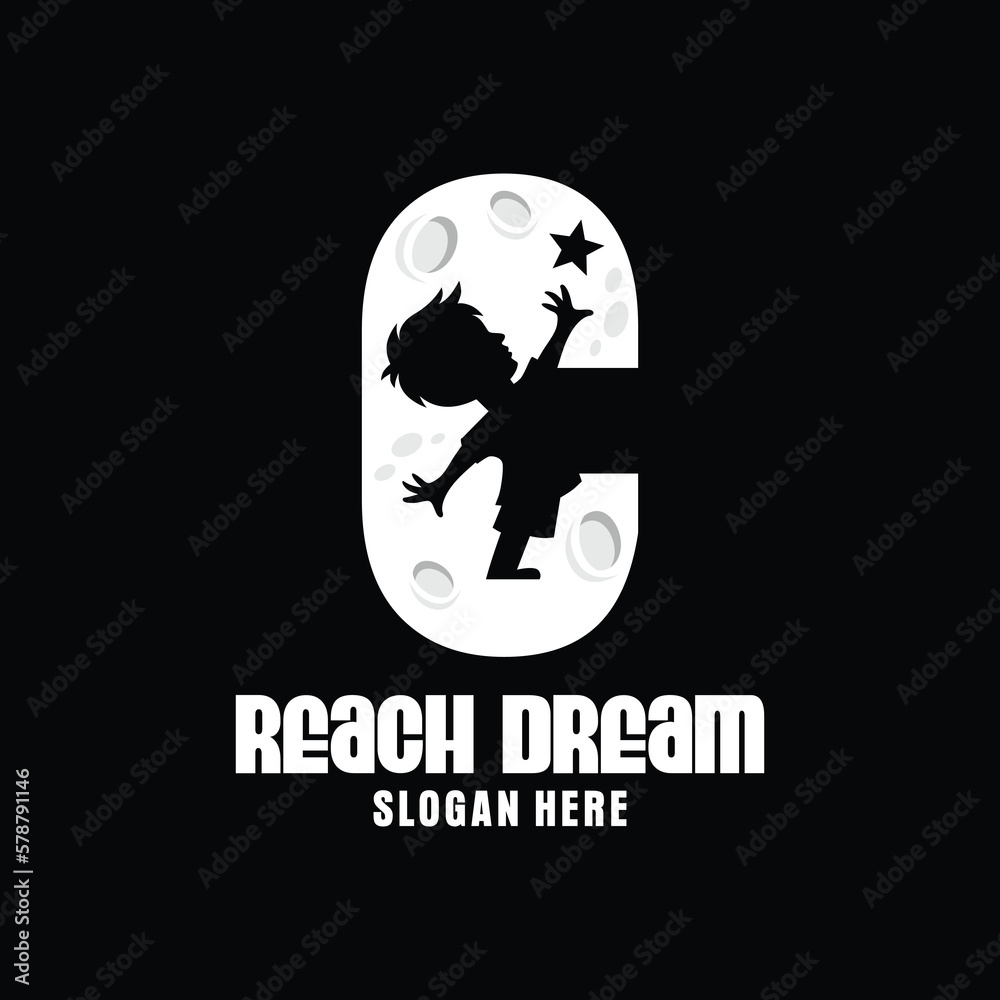 Letter C Reach Dream Logo Design Template Inspiration, Vector Illustration.