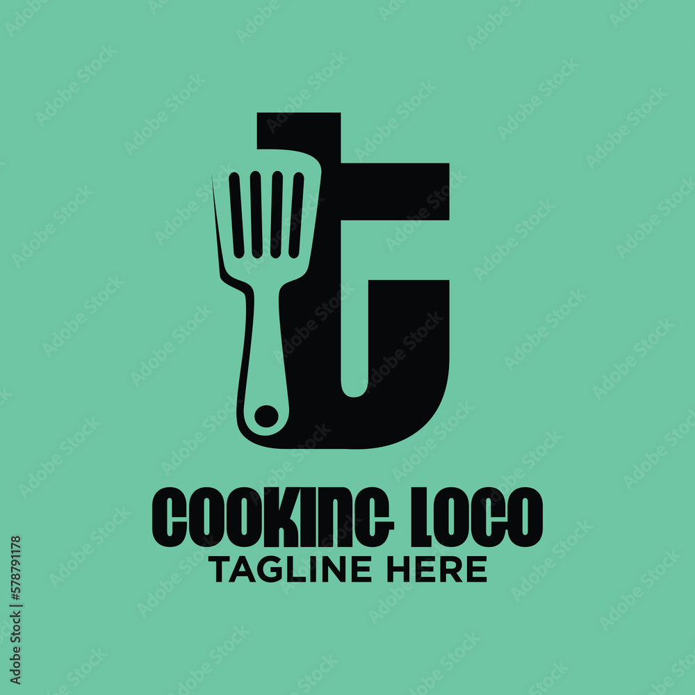 Fototapeta premium Letter T Spatula Logo Design Template Inspiration, Vector Illustration.