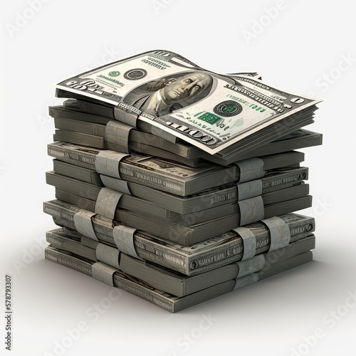 Tableau sur toile Overflowing Wealth: A Pile of Money on Transparent Background