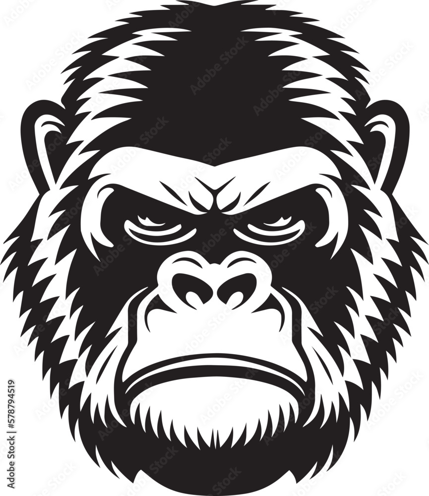 Gorilla head, gorilla face icon, SVG, Vector, Illustration
