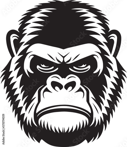 Fotografiet Gorilla head, gorilla face icon, SVG, Vector, Illustration