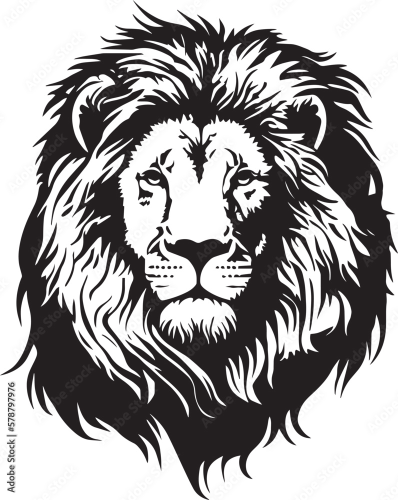 Lion head, lion face vector Illustration, on a isolated background, SVG - obrazy, fototapety, plakaty 