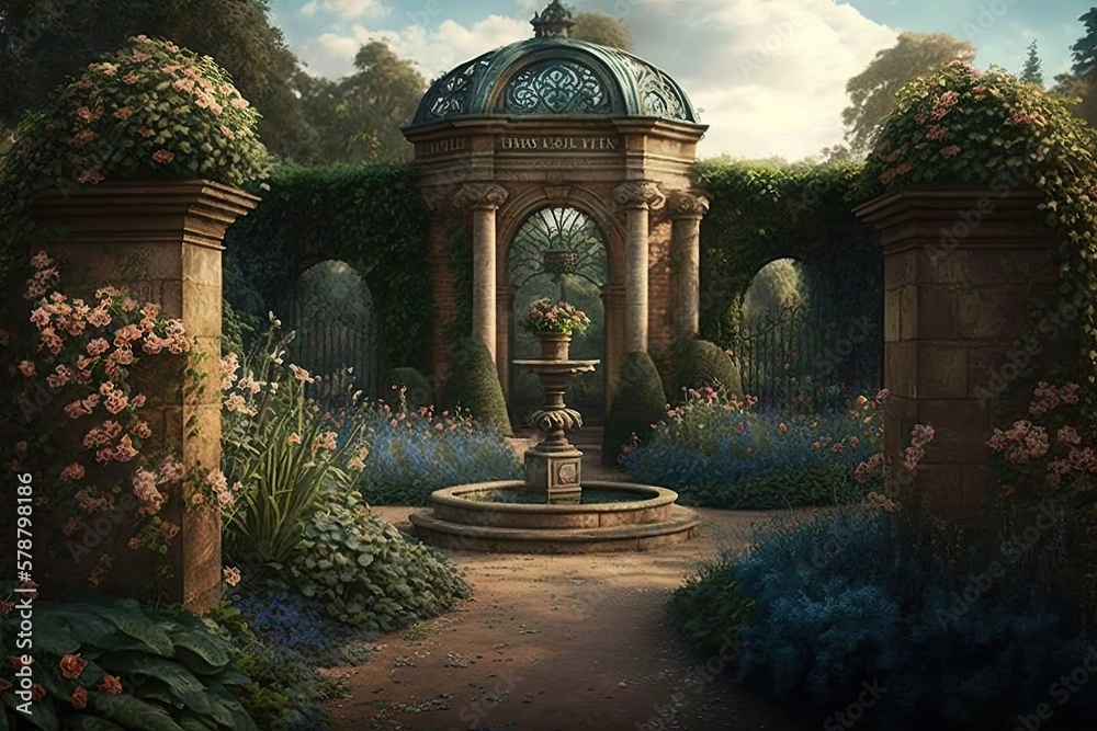 Obraz premium An Afternoon Adventure with Glorious Gardens Galore Generative AI