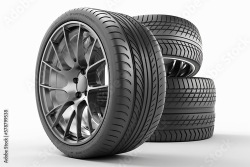 A set of summer car tires. AI generated image