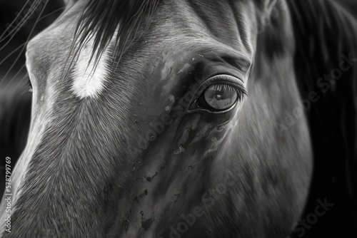 At depth study of equine in close up. Generative AI