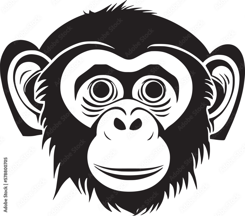  Monkey head, monkey face vector Illustration, on a isolated background, SVG
