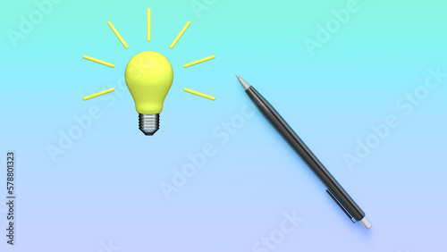 light bulb and pen