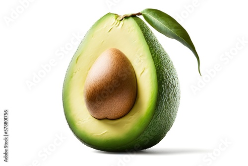 Avocado on white background. Generative AI illustration