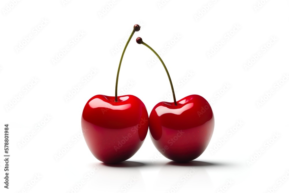 Cherries on white background. Generative AI illustration Cherries on white background. Generative AI illustration