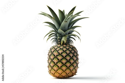 Pineapple on white background. Generative AI illustration