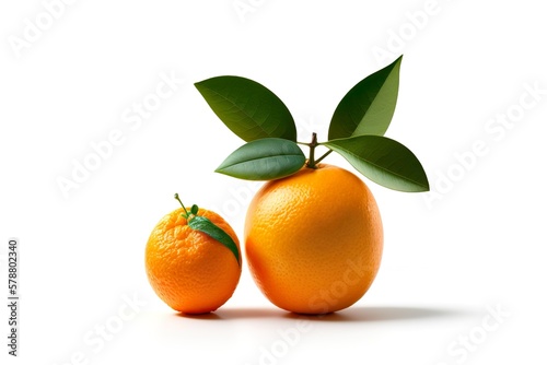 Oranges on white background. Generative AI illustration