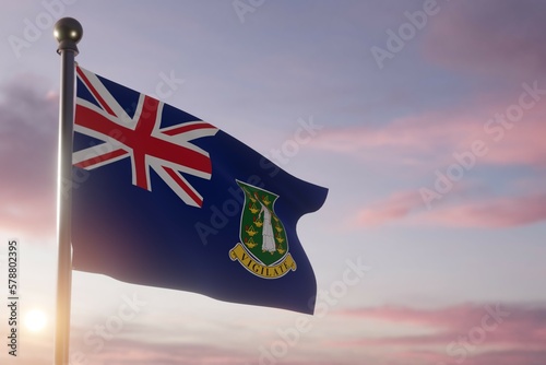 Flag at dawn in the wind The British Virgin Islands
