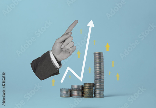 Rapid income growth, business development. interest rate and dividend concept. return on stocks and mutual funds, long term investment for retirement.	