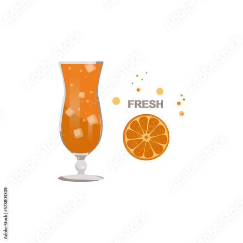 orange fresh.beverage and food vector illustration