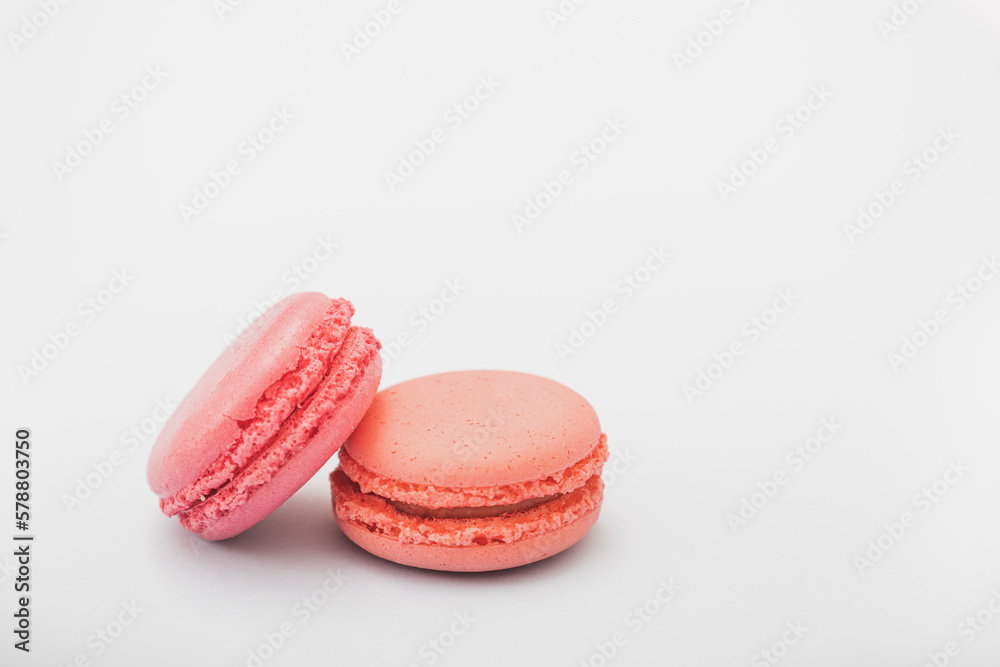 Macaroons, baked sweets from the pastry shop on white background Macaroons, baked sweets from the pastry shop on white background