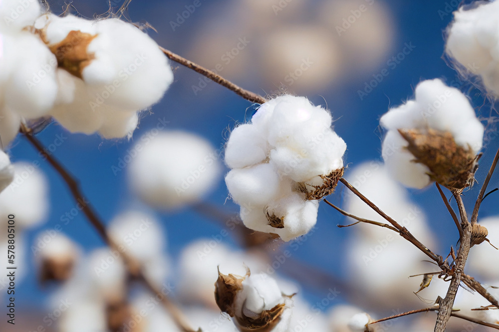 cotton balls grow on a cotton farm, generative AI cotton balls grow on a cotton farm, generative AI
