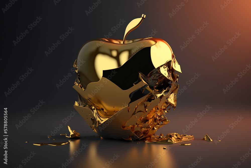 Kuszące  złote jabłko - Tempting golden apple, AI generated - obrazy, fototapety, plakaty 