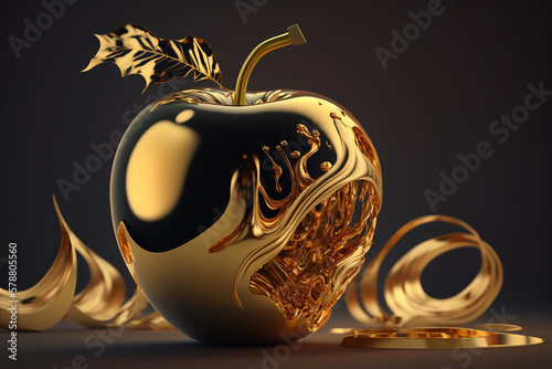 Luksusowe jabłko z płynnego złota - Luxury liquid gold apple - AI Generated