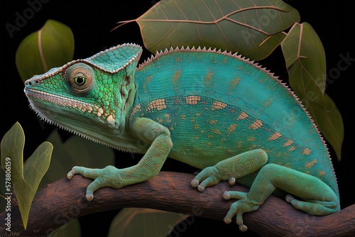Veiled chameleon (Chamaeleo calyptratus) Yemen chameleon. Generative AI