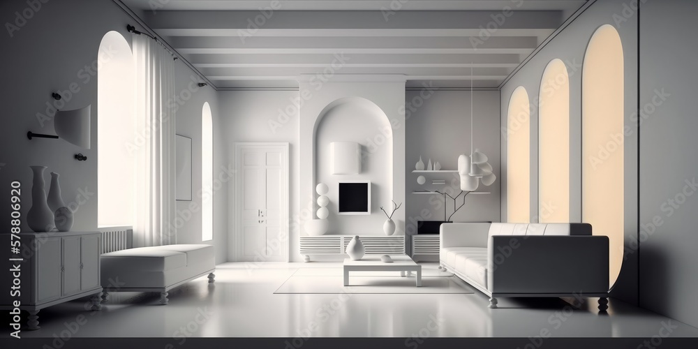 clean minimal house appartment all white living room