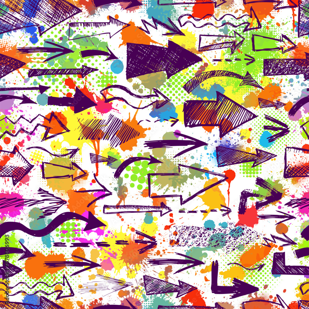 Naklejka premium Seamless background arrows handmade. Vector illustration