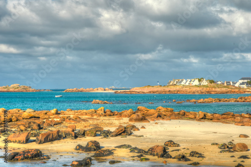 Joli paysage de la côte de granit rose à Landrellec en Bretagne - France